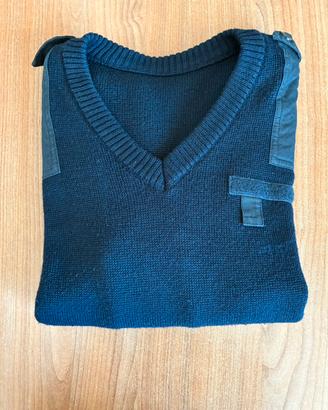 Maglione pullover militare collo a V in lana