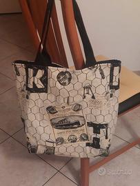 Borsa "Tote Bag" grande in cotone, "Hand Made".