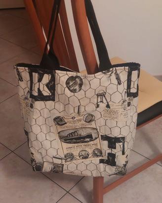 Borsa "Tote Bag" grande in cotone, "Hand Made".