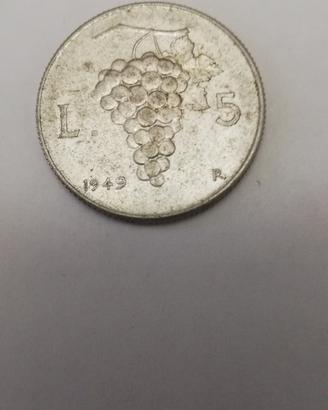 Moneta Italiana da 5 lire, uva-testa