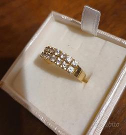 Anello rivier  in oro giallo 750K con brillantini