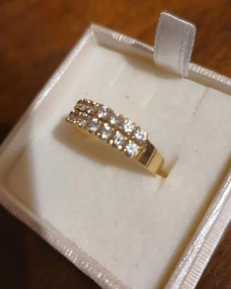 Anello rivier  in oro giallo 750K con brillantini