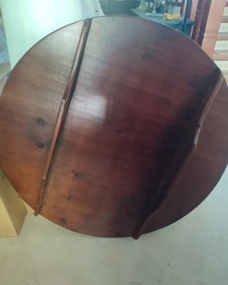 tavolo tondo, antico, smontabile in legno ma.
