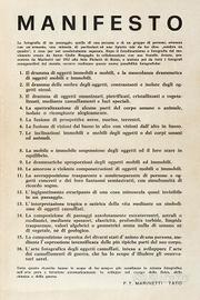 MANIFESTO DELLA FOTOGRAFIA FUTURISTA - MARINETTI