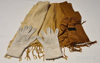 Pashmina 55% cashmere 45% seta oro sfumata 169x65c