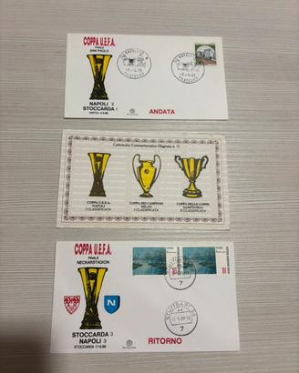 Cartolina e 2 buste affran Napoli vince coppa Uefa