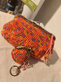 clutch bag all'uncinetto, clutch bag