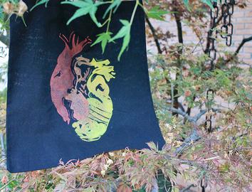 Shopper in tela "Cuore Rasta" - Dipinta a mano