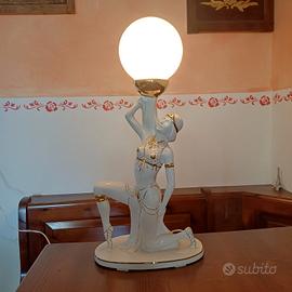 Lampada art decò V.Carraro ceramica e oro