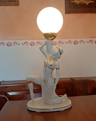 Lampada art decò V.Carraro ceramica e oro
