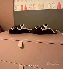 Sabot donna in suede marrone con frangia - Lagoa