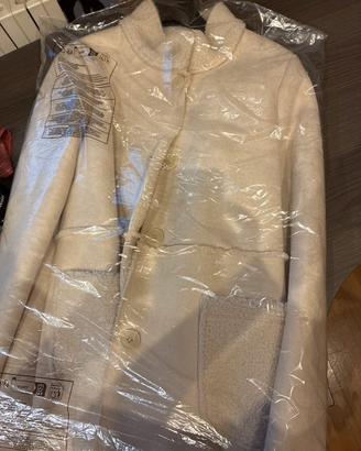 Cappotto donna, avorio, effetto montone