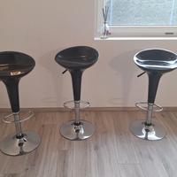 3 sgabelli cucina per isola neri con base cromata