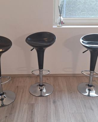 3 sgabelli cucina per isola neri con base cromata