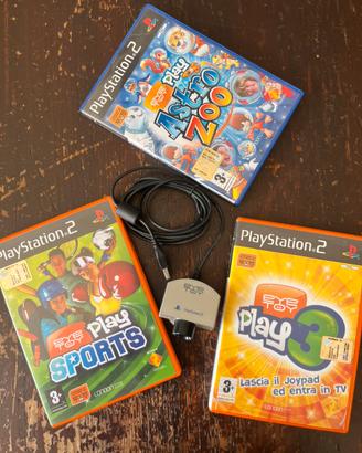 Tris giochi Eye Toy Play + videocamera PS2