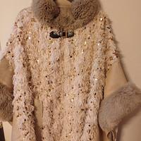 Mantella von paillettes e ecopelliccia, TU,nuova