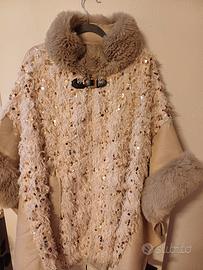 Mantella von paillettes e ecopelliccia, TU,nuova