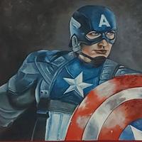 Quadro con Capitan America dipinto a olio su tela.