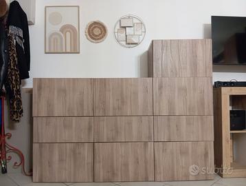 Composizione Besta Ikea rovere mordente grigio