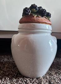 elegante vaso con coperchio decorazioni fruit 