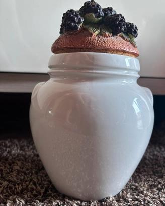 elegante vaso con coperchio decorazioni fruit 