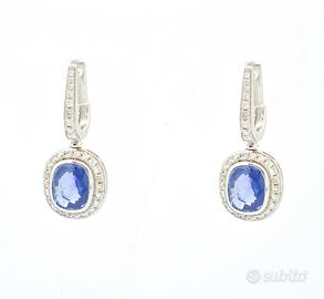 Orecchini con zaffiro Ceylon No Heat e diamanti