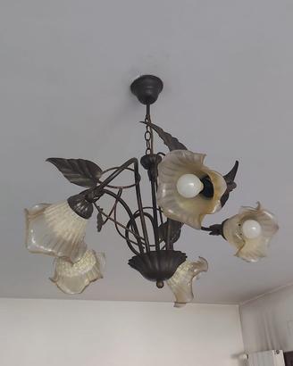 Lampadario a sospensione a 5 luci color ruggine