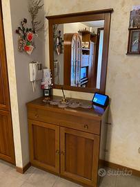 Mobile ingresso in legno con specchio