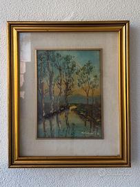 M. Castagnoli 1944 - Canale al tramonto, olio