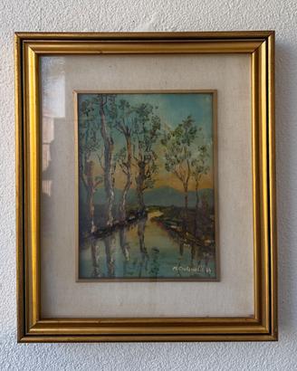M. Castagnoli 1944 - Canale al tramonto, olio
