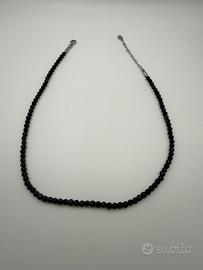Collana Fossil nera con perline sfaccettate