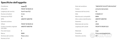 Set Cerchi Originali BMW e Gomme Diametro 20