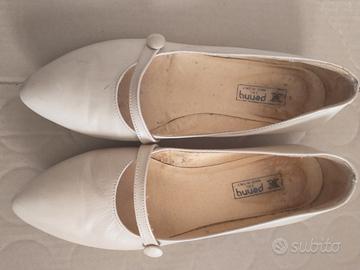 Scarpe décolletées 36 beige tacco a rocchetto