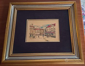 Quadro Vintage in Foglia Oro Dipinto a Mano