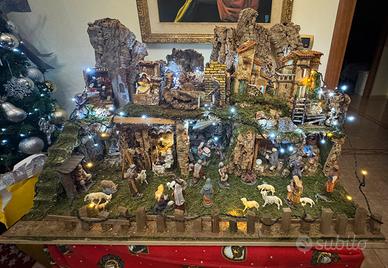 Presepe artigianale in sughero con 6 movimenti