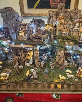 Presepe artigianale in sughero con 6 movimenti