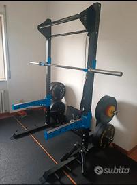 half rack, bilanciere olimpico,cuscini fonoassorb