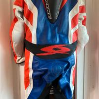Tuta in pelle intera da moto di marca Spyke.