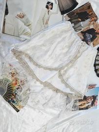 Gonna beige in pizzo e raso handmade 