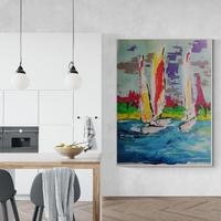 Dipinto su tela Barche a vela quadro astratto gran