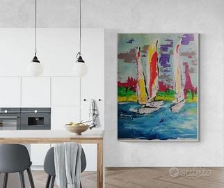 Dipinto su tela Barche a vela quadro astratto gran