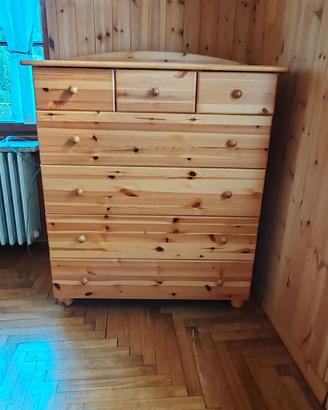 cassettiera in legno di pino