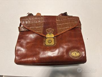 Borsa cartella vintage SMITH in vera pelle marrone
