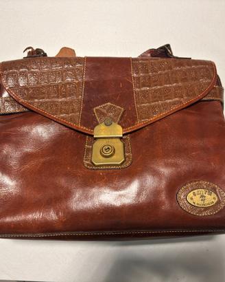 Borsa cartella vintage SMITH in vera pelle marrone