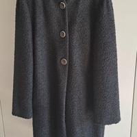 cappotto nero bouclé donna 
