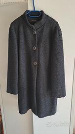 cappotto nero bouclé donna 