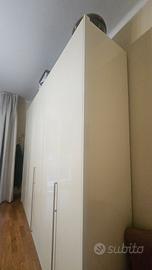 Armadio bianco panna lucido a 6 ante