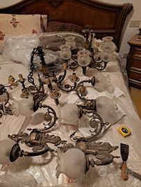 lampadari in ottone e cristallo