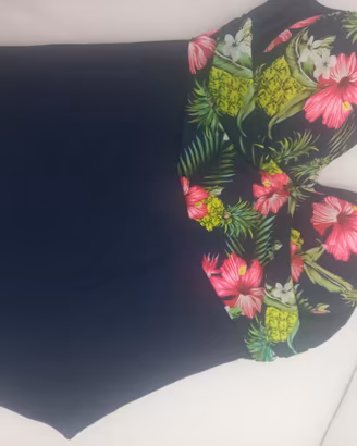 Costume Bikini donna blu notte floreale con coppe