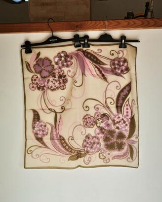 Foulard Vintage 70s. Carré soie/seda chic. Foulard